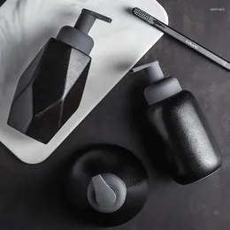 Liquid Soap Dispenser Matte Black Ceramic Hand Sanitizer Shampoo Bottle Portable Shower Gel Foam Bathroom Accessories