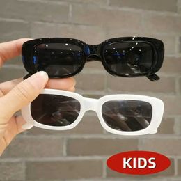 Sunglasses 2024 Childrens Small Rectangular Sunglasses Boys and Girls Square Frame Fashion Gift Sunglasses Childrens UV400 Protective Glasses d240513