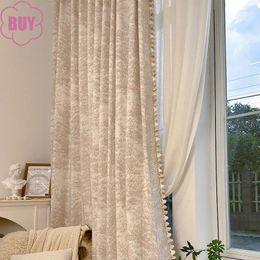 Curtain Custom Elk Forest Cream Chenille Jacquard Thickened Blackout Curtains For Living Room Bedroom French Window Balcony