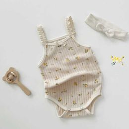 Rompers 2017 Summer New Baby Sleeveless Sling Tight Fit Cotton Newborn Girls Flower jumpsuit Cute Baby Tank Top 0-24ML2405