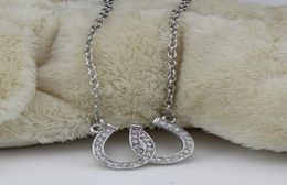 Lead and Nickel Jewellery Double Horse Shoe Pendant Necklace Equestrian Horseshoe Jewellery Decorated with White Czech Crystal3640594