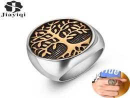 Stylish Ring for Men Stainless Steel Tree of Life Rings Women Silver Gold Wedding Ring New Punk Rock Hiphop Jewellery Gift3557862