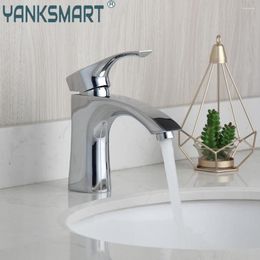 Bathroom Sink Faucets YANKSMART Faucet Chrome Polished Deck Mounted Basin Single Hold Handle And Cold Water Mixer Tap