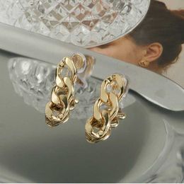 Stud Retro Gold Metal Chain Long Style painless Mosquito Coil Clip on Earrings Without Ear Holes Ins Temperament for Woman Jewellery J240513