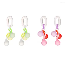 Dangle Earrings Lovely Cute Colourful Acrylic Ball For Girls Women Candy Colour Big Chain Children Birthday Gift 3 Orders