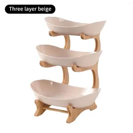 Plates Table For Serving Dinnerware Wooden Partitioned Dish Snack Candy Cake Stand Bowl Fruit Set Tableware