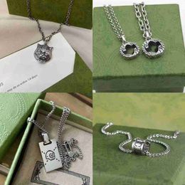 High Quality designer necklace 925 silver chain mens womens double ring necklaces Pendant skull tiger with letter designer necklaces fashion gift jewelry G677