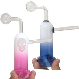 Skull Oil Burner Bubbler Pipe Mini Bongs Percolator Water Pipes Glass Hookah Bubblers Recycle Portable Hand Smoking Dab Rigs 2 Colours