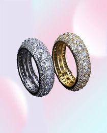 Mens Bling Royal 360 Eternity Gold Silver CZ Rings 5 Row cz Cubic Zirconia Micro Pave 18K Yellow Gold Plated Diamonds Hip Hop Ring3886543