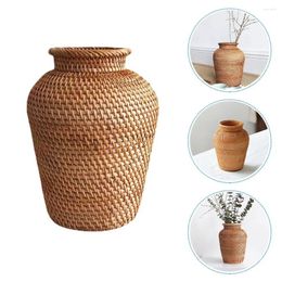 Vases Simple Vase Rattan Woven Design Flower Planter Handmade Rustic Wedding Decor Basket Home Decoration Arrangement