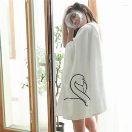 Towel Cartoon Flamingo Cotton Bath Bathroom Gift For Adults 70 140 Cm Soft Super Absorbent Large Cover White Grey Pink