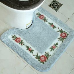 Bath Mats Oval Toilet Pad Home Square Shape Bathroom Floor Mat Coral Velvet Carpet Rug Non-slip Absorbent Pads