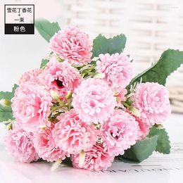 Decorative Flowers White Silk Artificial Lilacs Wedding Home Autumn Decoration High Quality Big Bouquet Luxury Fake Flower Arrangement Bulk