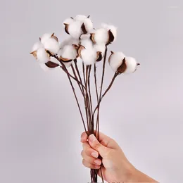 Decorative Flowers Artificial Dried Cotton White Flower Branch For Wedding Party Decoration Fake Home Peony Decor