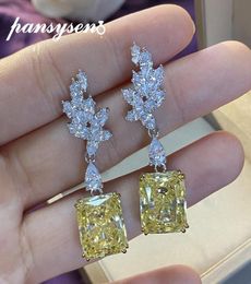 Sparking 100 925 Sterling Silver Created Moissanite Citrine Gemstone Drop Dangle Earrings Women Fine Jewellery Whole Chandeli1489383