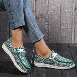 Casual Shoes 2024Canvas Woman Light Weight Slip-on Flat Sneakers Ladies Summer Breathable Cloth Loafers Brand Design Print