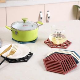 Table Mats Hexagon Silicone Tableware Kits Heat-resistant Insulation Pad Non-slip Cup Mat For Home Decoration Kitchen Accessories