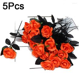 Decorative Flowers 5pc Garden Roses Wedding Decoration Burgundy Bunch Artificial 6 Colour Decor Home Fake Accessories