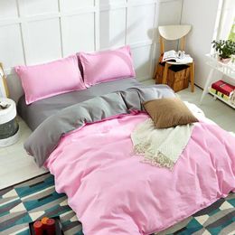 Bedding Sets 2024 Colour Set Solid Duvet Cover Microfiber Flat Linen 4pcs 3 Summer AB Sheet Side Or Bed Bedclothes