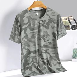 Summer Ice Silk T-shirt Camo Personalised European American British Wind Speed Dry Short Sleeve T-shirt 240513