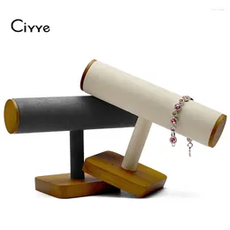 Decorative Plates Ciyye Solid Wood T-Type Jewelry Display Stand With Microfiber Necklace Bracelet Rack Organizer For Shop Showcase