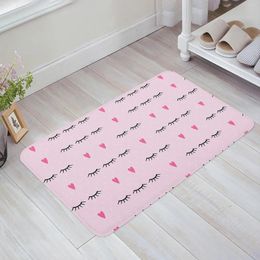 Carpets Pink Eyes Eyelashes Love Spots Decorative Anti-slip Bath Carpet Bathroom Kitchen Bedroon Floor Mats Indoor Soft Entrance Doormat
