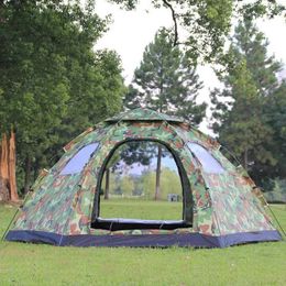 Tents and Shelters 6-8 person camping automatic tent outdoor waterproof UV resistant 2 doors 4 windows large space family party yurt tentQ240511