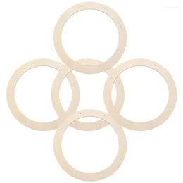 Decorative Flowers 5pcs Wreath Rings Round Floral Hoop Wood Circle Frames DIY Craft Tools For Wedding Christmas Decorations