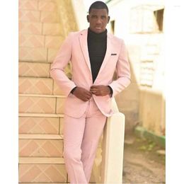 Men's Suits Slim Fit Pink Wedding Men Single Breasted Notch Lapel Formal Male Clothing Elegant Groom Blazer 2 Piece Jacket Pants Set