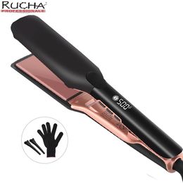 500F Hair Straightener High Temperature Flat Irons Wide Plate Plasma Ions for Keratin Treatment Frizzy Recovers Damaged 240428