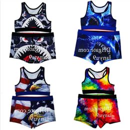 Womens Swimwear Tank Top+shorts Set Split Swimsuit Elastic Quick Drying Fabric Water Sports Bikini Summer with Packaging and Printed Letter ggitys KENX