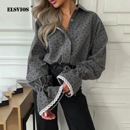 Women's Blouses Fashion Trend Street Po Top Autumn And Winter Style Elegant High-end Love Printed Button Up Shirt Womans 2024