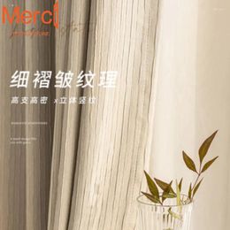 Curtain Customised Thickened High-shading Cotton And Linen Japanese-style Cream Fine Pleated Curtains For Living Dining Room Bedroom