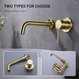 Bathroom Sink Faucets Wall Mounted Solid Brass Brushed Gold Faucet Mixer Wash Basin Tap Cold Bath Black Single Lever Handle