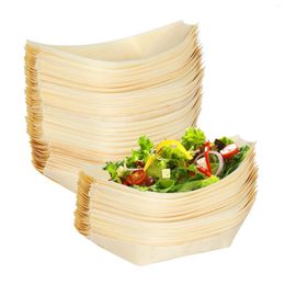 Take Out Containers 50 Wooden Bamboo Boats For Appetisers & Finger Foods Disposable Bowls Snacks Biodegradable Birthdays Parties