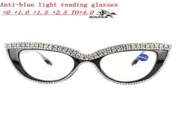 Sunglasses Womens Luxurious Colourful Rhinestone Cat Eye Reading Glasses Blue Light Blocking Reader Computer Eyeglass Frame NXSungl1464599