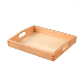 Decorative Figurines Tray Crafting Wooden Toys Crafts Container Organiser With Handle Foot Stools Decorate Storage Kids Activity