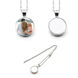 Party Favour 15pcs Sublimation Blank Necklace Valentine's Day Round Picture Necklaces Pendant Po For Birthday Present