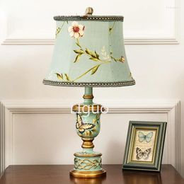 Floor Lamps American Style Green Resin Table For Bedroom Girl European Tabl Bedside Lamp Retro