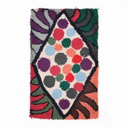 Carpets Moroccan Hand Knitted Carpet Bedside Ground Mat Handmade Cotton Tapestry Geometric Designs Bedroom Home Textile Decor