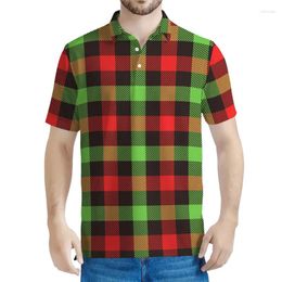 Men's Polos Multi Colour Grids Pattern Polo Shirt For Men 3D Printed Plaids Tee Shirts Women Casual Loose Short Sleeves Tops Lapel T-shirt