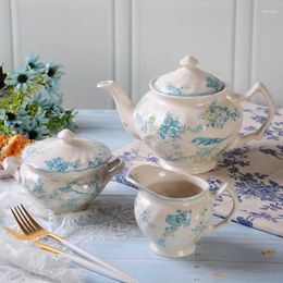 Teaware Sets Ceramic Cold Water Pot Flower Tea Coffee Spherical Sugar Bowl Milk Jar Set