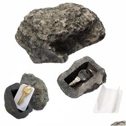Storage Boxes Bins Key Box Rock E In Stone Security Safe Organiser Door Case Ing Outdoor Garden Ornament Drop Delivery Home Housek Dhs1Q