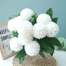 Decorative Flowers Wedding Bridal Floral Artificial Silk Ball Chrysanthemum Bundle Balcony Garden Decoration Simulation Flower Dandelion