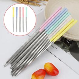 Kitchen Storage 5 Pairs Keep Warm Stainless Steel Chopsticks Chinese Household Warming Cutlery Gifts