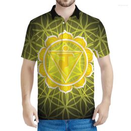 Men's Polos Colorful Chakras Energy 3D Printed Polo Shirt Summer Loose Button T Shirts For Men Clothes Streetwear Short Sleeve Tees Tops