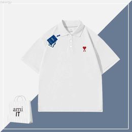 New SS Miri Short sleeved T-shirt Love Embroidered Mens and Womens Polo Collar American Couple Half Sleeve Bottom Polo Shirt Thin Top clothes