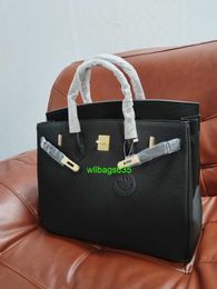 Bk Leather Handbag Trusted Luxury Togo Top Layer Cowhide Platinum Bag 40 Handbag Large Men and Womens Business Trip Commuting Large Capacity L have logo HBYAET