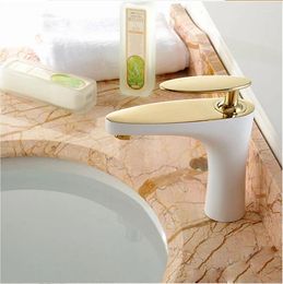 Bathroom Sink Faucets Vidric White And Gold Cold Single Lever Faucet Basin Tap