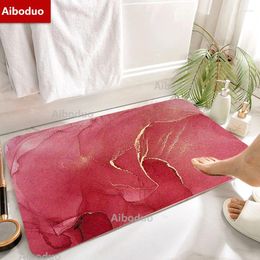 Bath Mats Aiboduo Red Marble Family Floor Mat Carpet House Home Decoration Non-slip Living Room Bathroom For Bedroom Shower